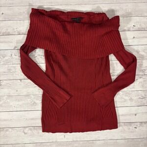 Lane Bryant Red Ribbed Knit Off The Shoulder Long Sleeve Sweater Plus Size 14/16